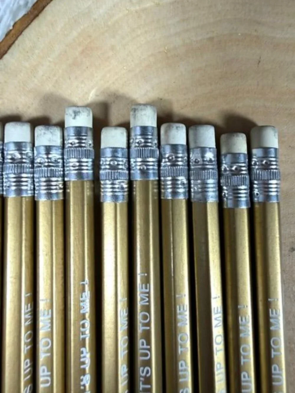Set of 12 Gold IF IT'S TO BE, IT'S UP TO ME Pencils